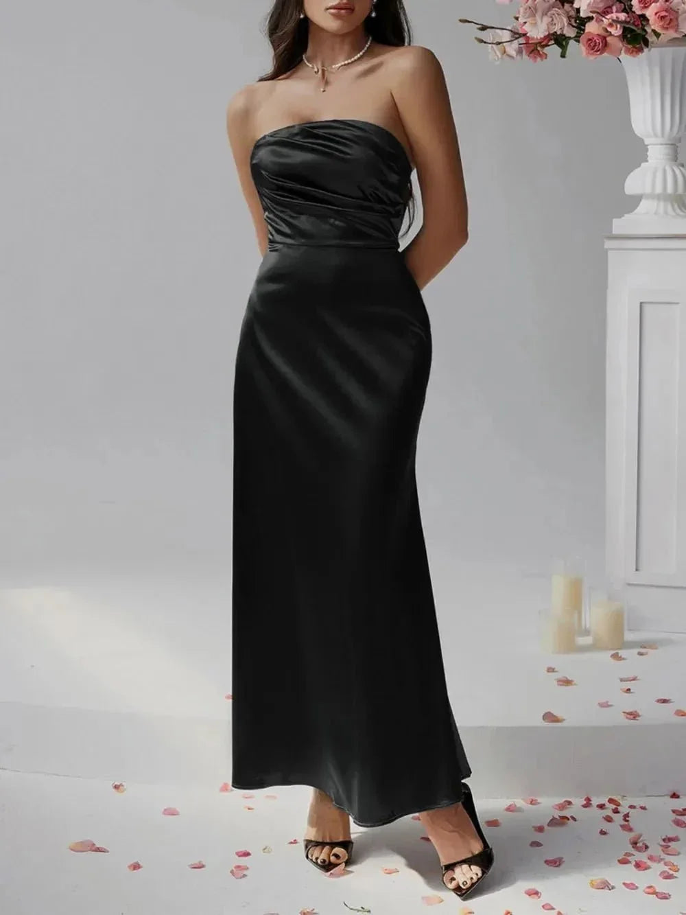 Devine Ruched Tube Maxi Dress - VILLA FASHION
